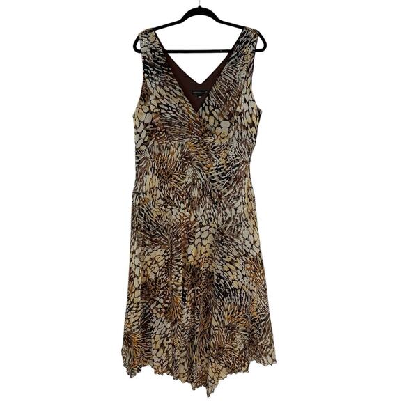 VTG 90s Chris McLaughlin 18W Maxi Dress Handkerchief Hem Leopard Print - Picture 1 of 5